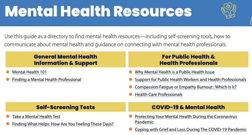PHCC Mental Health Resources